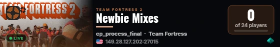 Newbie Mixes live status badge