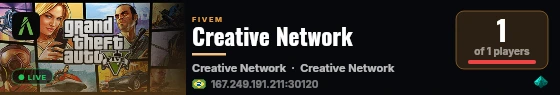 Creative Network live status badge