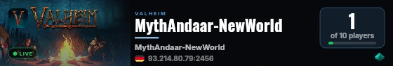 MythAndaar-NewWorld live status badge