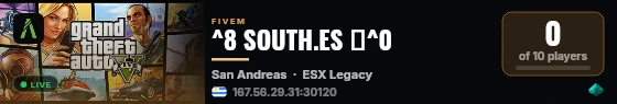 ^8 SOUTH.ES 🔥^0 live status badge