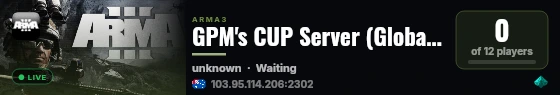 GPM's CUP Server (Global Mobilisation) live status badge