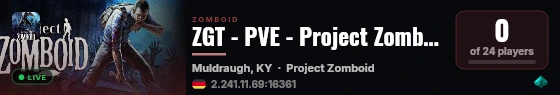 ZGT - PVE - Project Zomboid (EU) live status badge