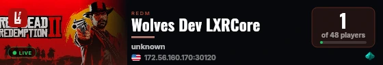 Wolves Dev LXRCore live status badge