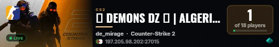 😈 DEMONS DZ 🟢 | ALGERIAN SERVER | 🛜 LOW PING COMMUNITY live status badge