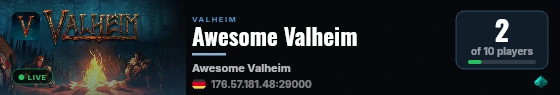 Awesome Valheim live status badge