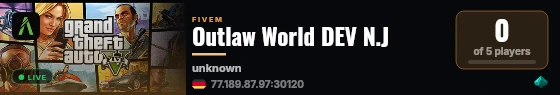 Outlaw World DEV N.J live status badge