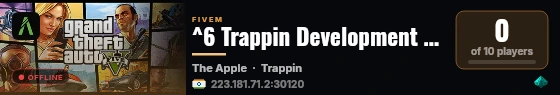 ^6 Trappin Development Server live status badge