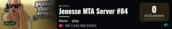 Jenesse MTA Server #84 live status badge