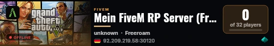 Mein FiveM RP Server (Framework Basis) live status badge