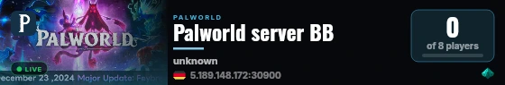 Palworld server BB live status badge