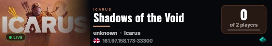 Shadows of the Void live status badge