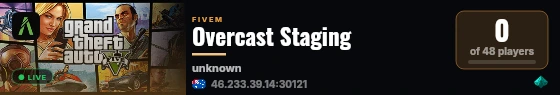 Overcast Staging live status badge