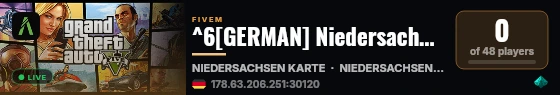 ^6[GERMAN] Niedersachsen Roleplay live status badge
