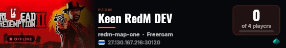 Keen RedM DEV live status badge