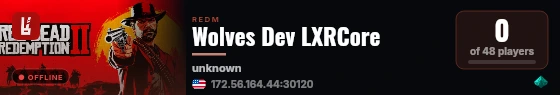 Wolves Dev LXRCore live status badge