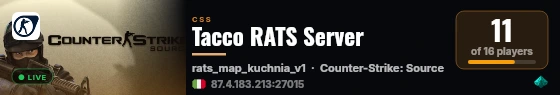 Tacco RATS Server live status badge