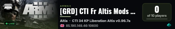 [GRD] CTI Fr Altis Mods https://discord.gg/DdnpeQjcpT live status badge
