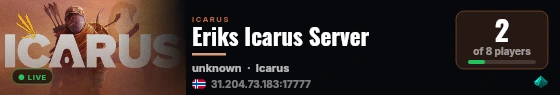 Eriks Icarus Server live status badge