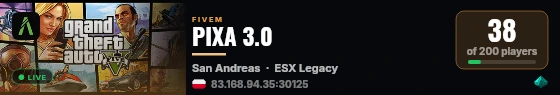 PIXA 3.0 live status badge
