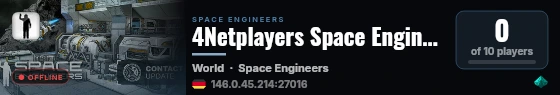 4Netplayers Space Engineers Server For the Emperor live status badge