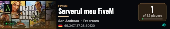 Serverul meu FiveM live status badge