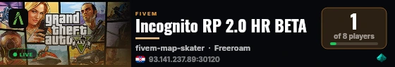 Incognito RP 2.0 HR BETA live status badge