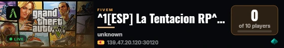 ^1[ESP] La Tentacion RP^0 | Sin Whitelist +18 | ^4discord.gg/MkRXsGkFhg live status badge