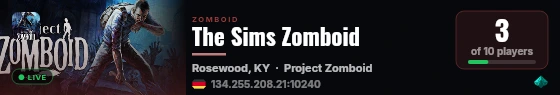 The Sims Zomboid live status badge