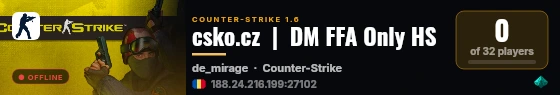 csko.cz  |  DM FFA Only HS live status badge