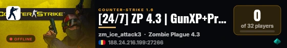 [24/7] ZP 4.3 | GunXP+Prestige | !shop !vip | No-Lag live status badge