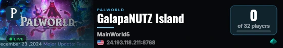 GalapaNUTZ Island live status badge