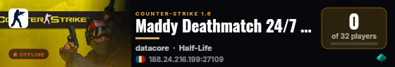 Maddy Deathmatch 24/7 [vk.com/halflifemurk] live status badge