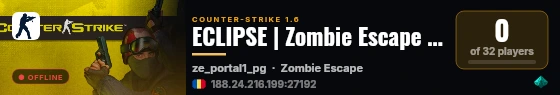 ECLIPSE | Zombie Escape | X3EXP+FreeVIP+Events live status badge