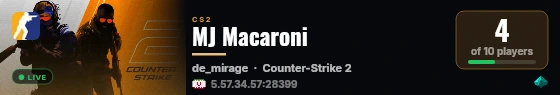 MJ Macaroni live status badge