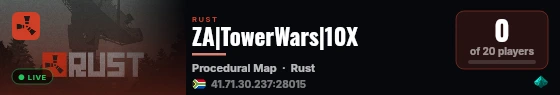 ZA|TowerWars|10X live status badge
