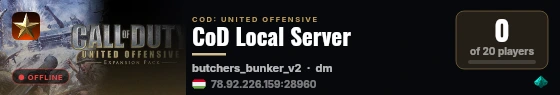 CoD Local Server live status badge