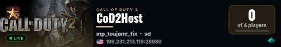 CoD2Host live status badge