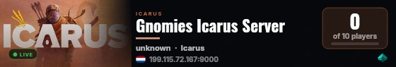 Gnomies Icarus Server live status badge