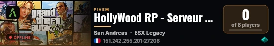 HollyWood RP - Serveur Roleplay live status badge