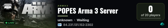 POPES Arma 3 Server live status badge