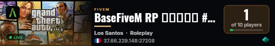 BaseFiveM RP ▬▬▬↭🡺 #SERVEUR↭FUN 🡸↭▬▬▬ 💜 live status badge