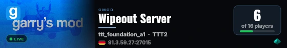 Wipeout Server live status badge