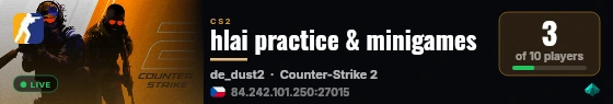 hlai practice & minigames live status badge