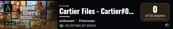 Cartier Files - Cartier#0001 - Discord.gg/Hzh45xTTgG  live status badge