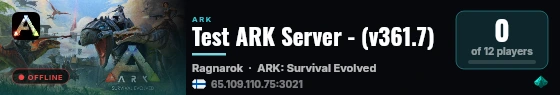 Test ARK Server - (v361.7) live status badge