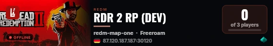 RDR 2 RP (DEV) live status badge