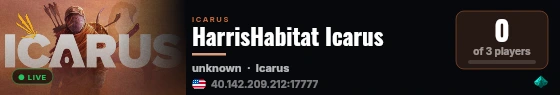 HarrisHabitat Icarus live status badge
