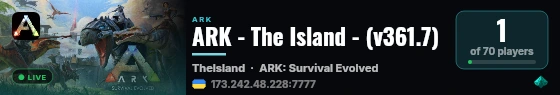 ARK - The Island - (v361.7) live status badge