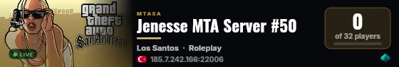 Jenesse MTA Server #50 live status badge