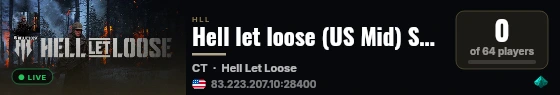 Hell let loose (US Mid) Server by g-portal.com live status badge